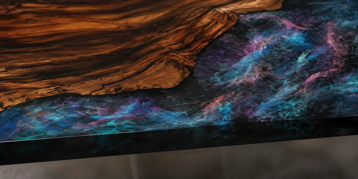 Nebula Current Galaxy Multicolor Epoxy Walnut Coffee Table CFT13