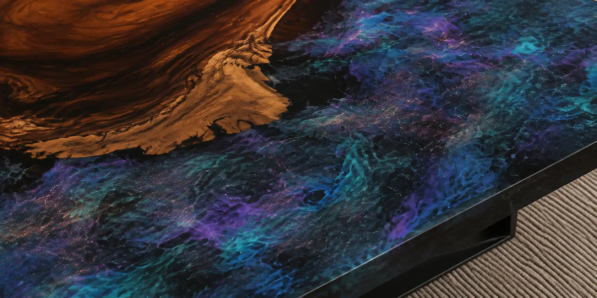 Nebula Current Galaxy Multicolor Epoxy Walnut Coffee Table CFT13