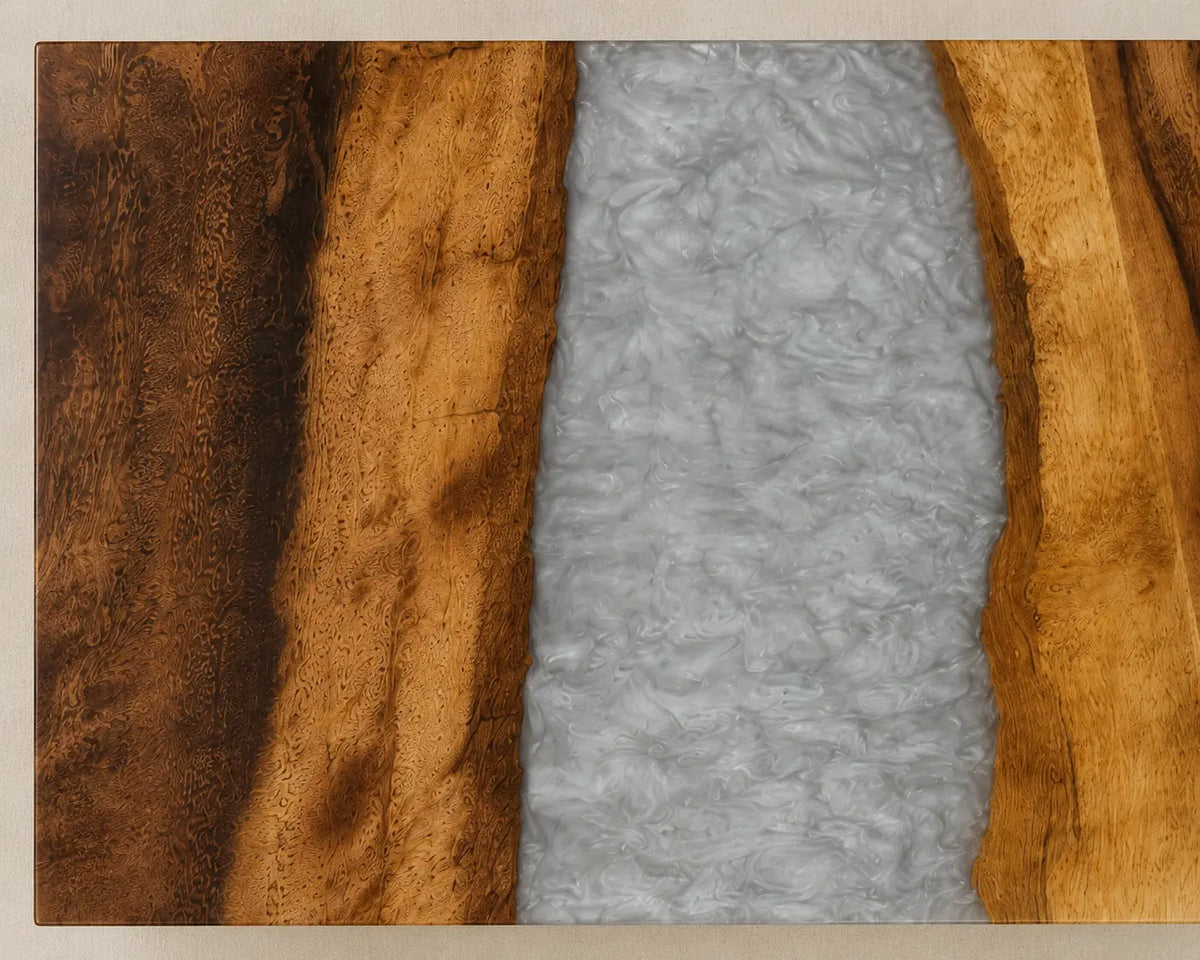 Pearl Rapids Pearlescent White Epoxy River Walnut Coffee Table CFT16