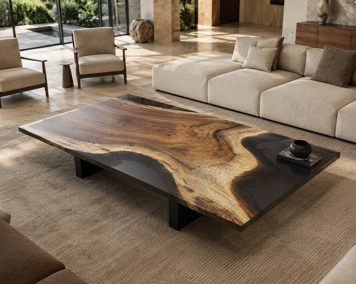 Smoky Horizon Smoky Black Transparent Epoxy Walnut Coffee Table CFT20