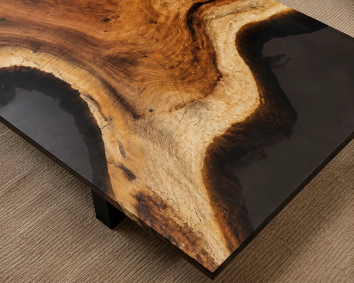 Smoky Horizon Smoky Black Transparent Epoxy Walnut Coffee Table CFT20