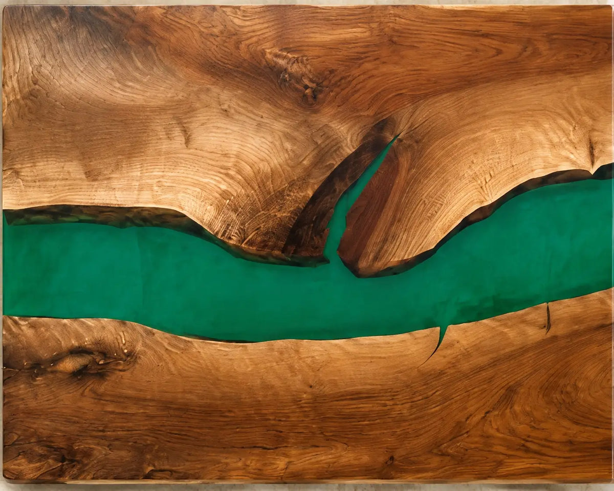 Emerald River Emerald Green Epoxy River Walnut Coffee Table CFT21