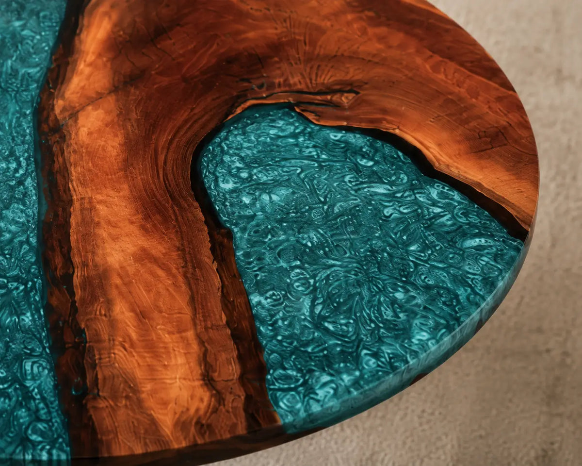 Turquoise Archipelago Turquoise Blue Epoxy River Walnut Coffee Table CFT24