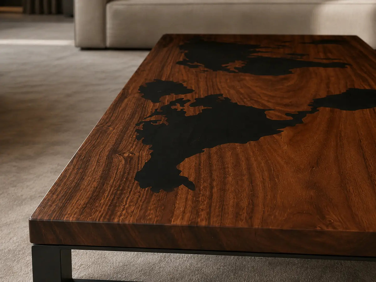 Shadow River Opaque Black Epoxy River Walnut Coffee Table CFT27