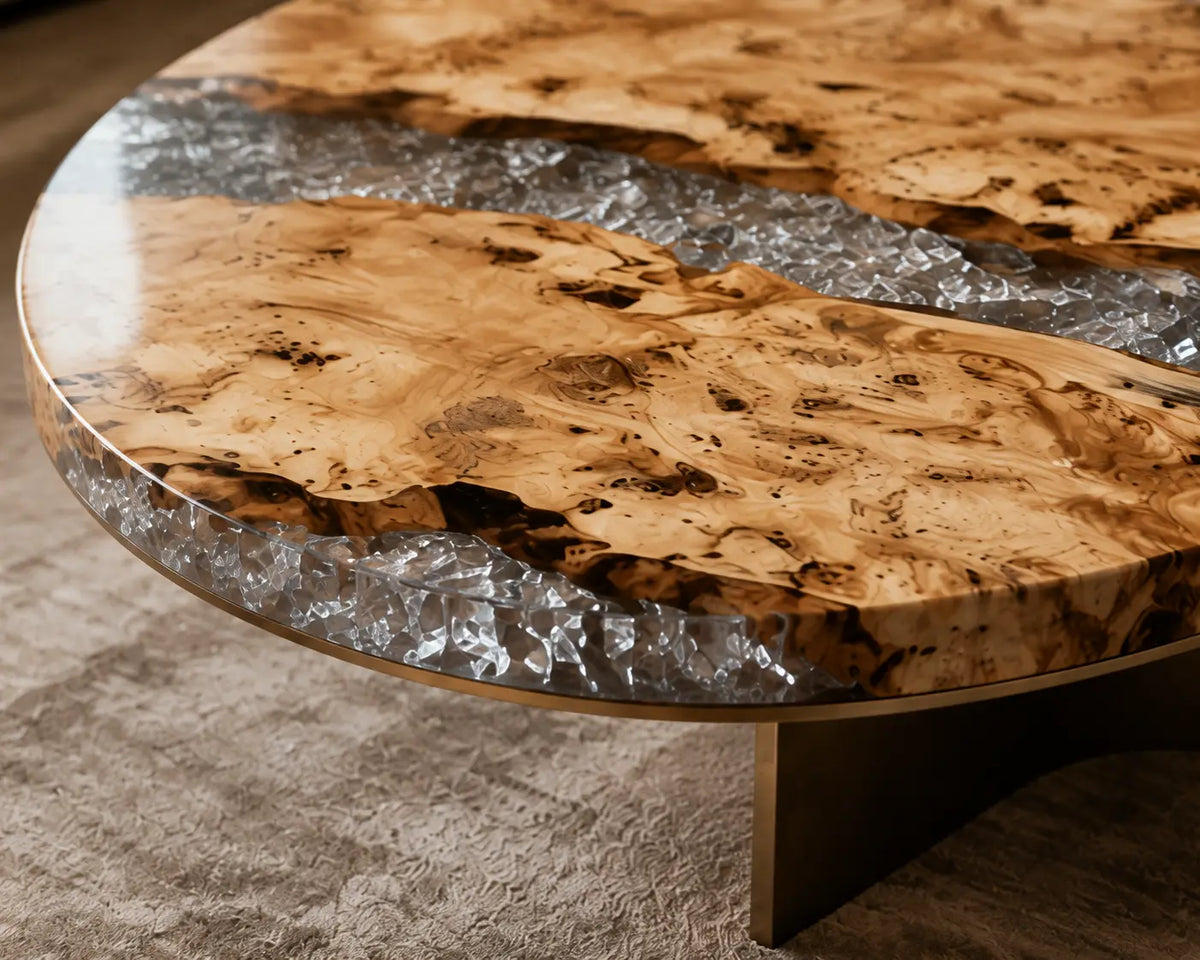 Clear Crystal Shoals Crystal Clear & Crushed Crystal Epoxy River Poplar Coffee Table CFT31