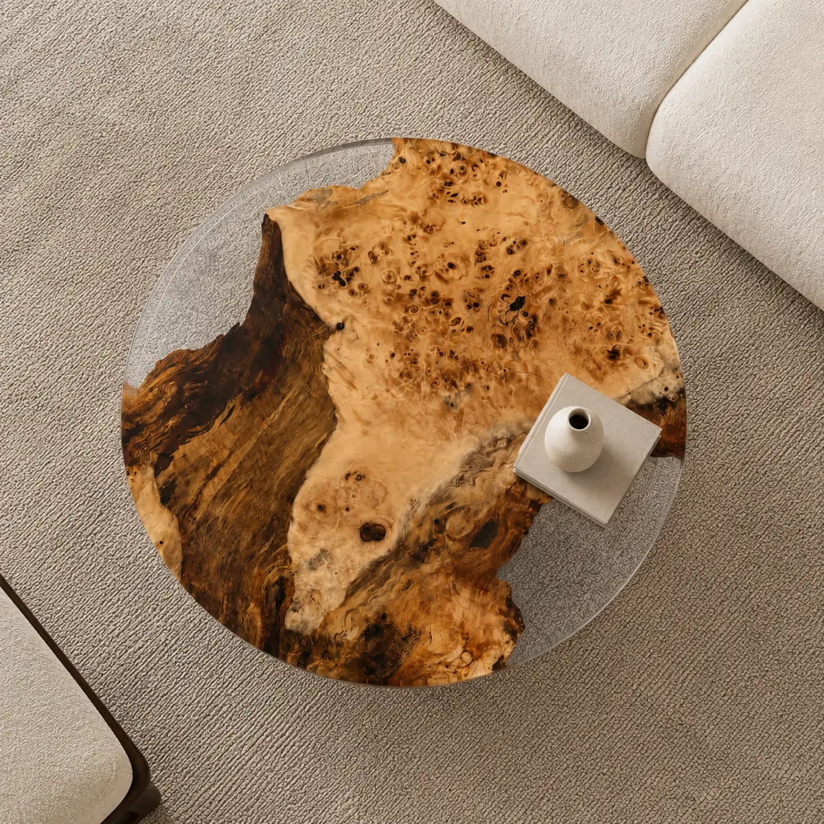 Amber Halo crystal clear epoxy poplar coffee table CFT34