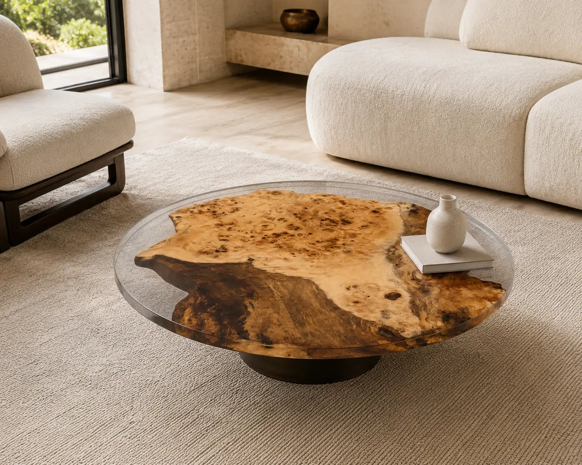 Amber Halo Crystal Clear Epoxy Poplar Coffee Table CFT34