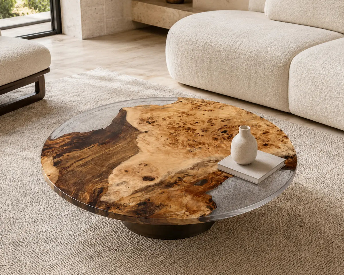 Amber Halo Crystal Clear Epoxy Poplar Coffee Table CFT34