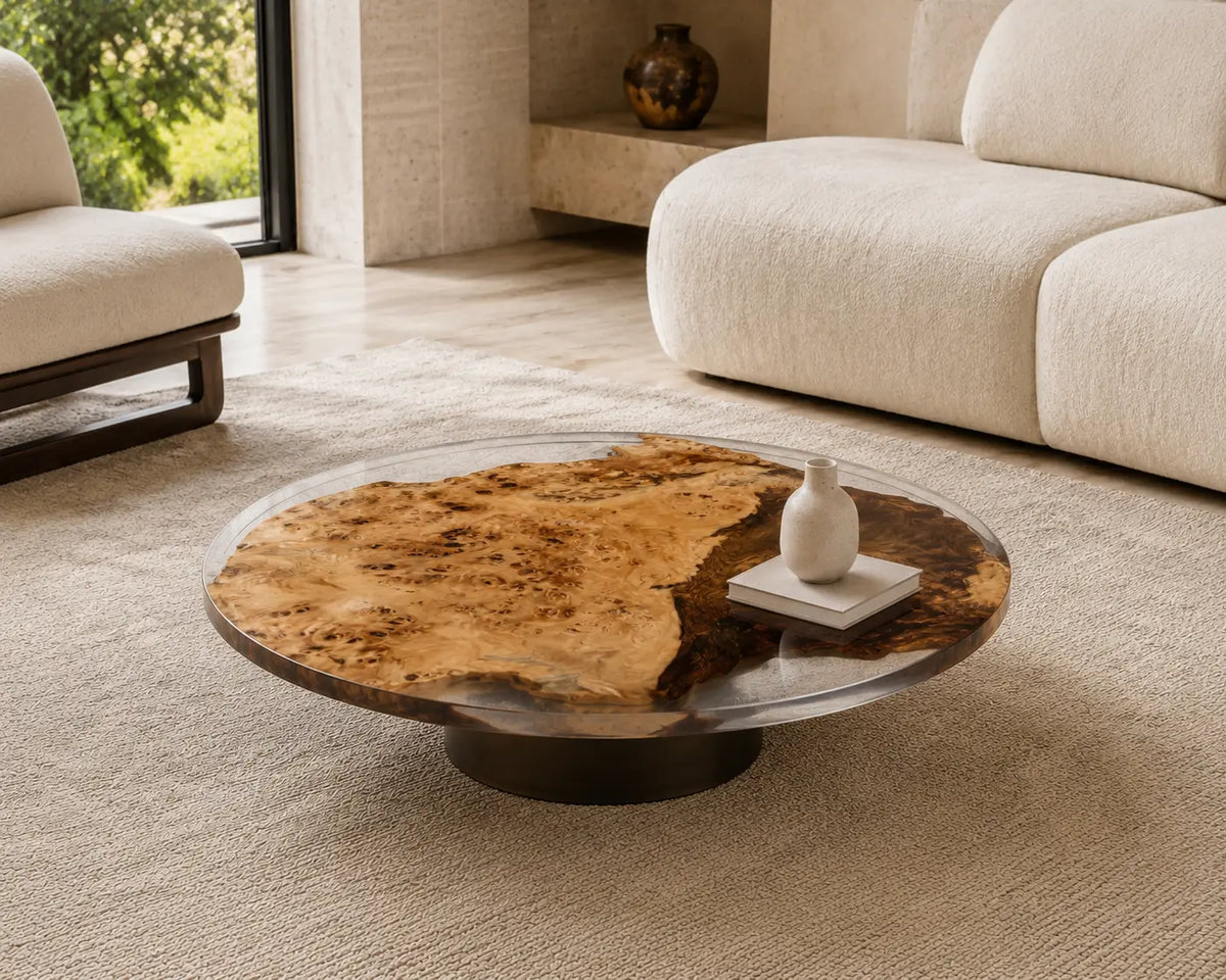 Amber Halo Crystal Clear Epoxy Poplar Coffee Table CFT34