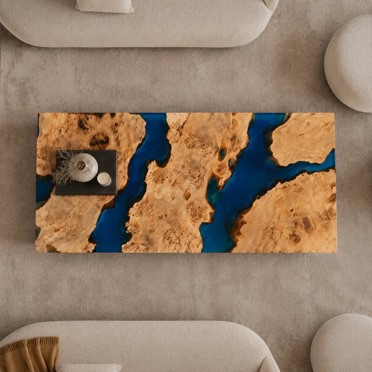 Sapphire Gorge sapphire blue epoxy river poplar coffee table CFT36