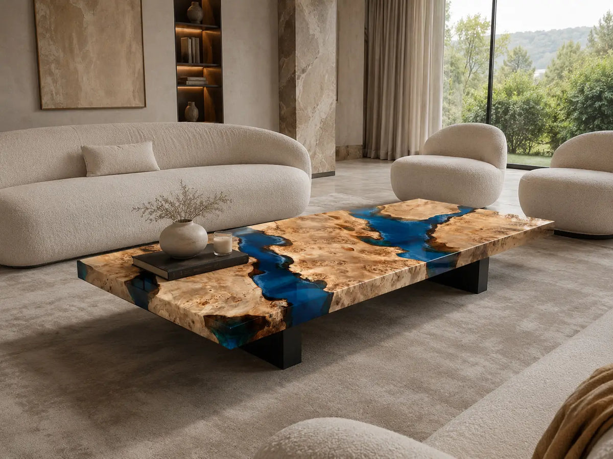 Sapphire Gorge Sapphire Blue Epoxy River Poplar Coffee Table CFT36