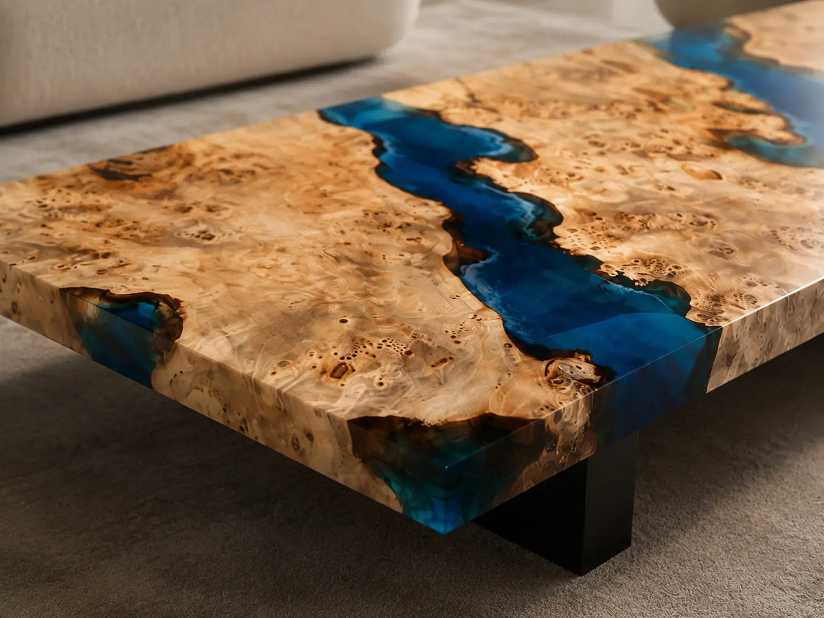 Sapphire Gorge Sapphire Blue Epoxy River Poplar Coffee Table CFT36