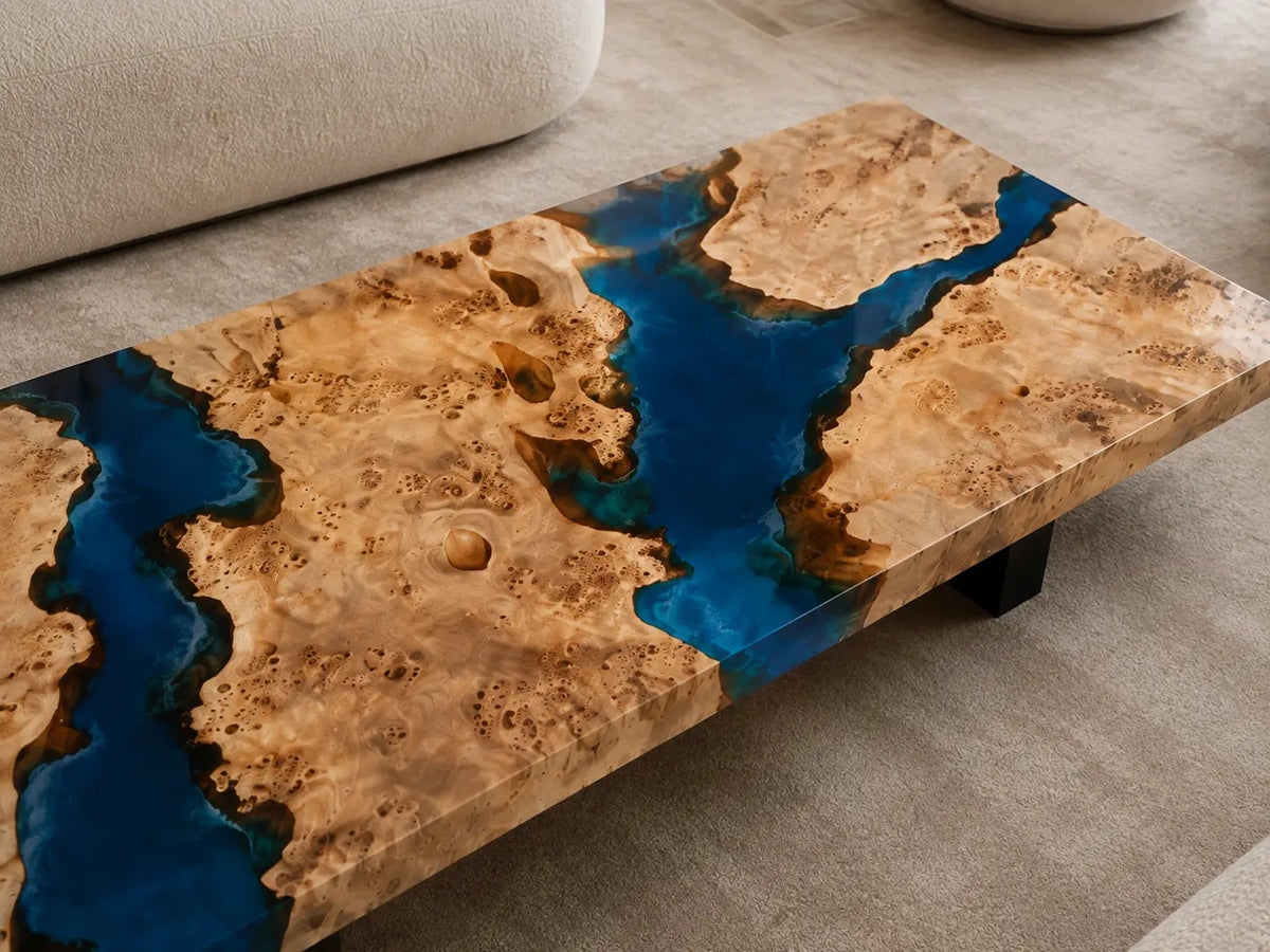 Sapphire Gorge Sapphire Blue Epoxy River Poplar Coffee Table CFT36