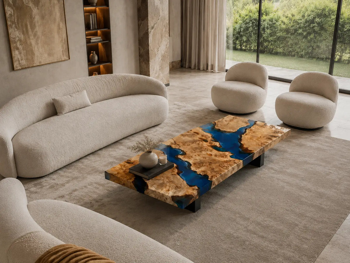 Sapphire Gorge Sapphire Blue Epoxy River Poplar Coffee Table CFT36