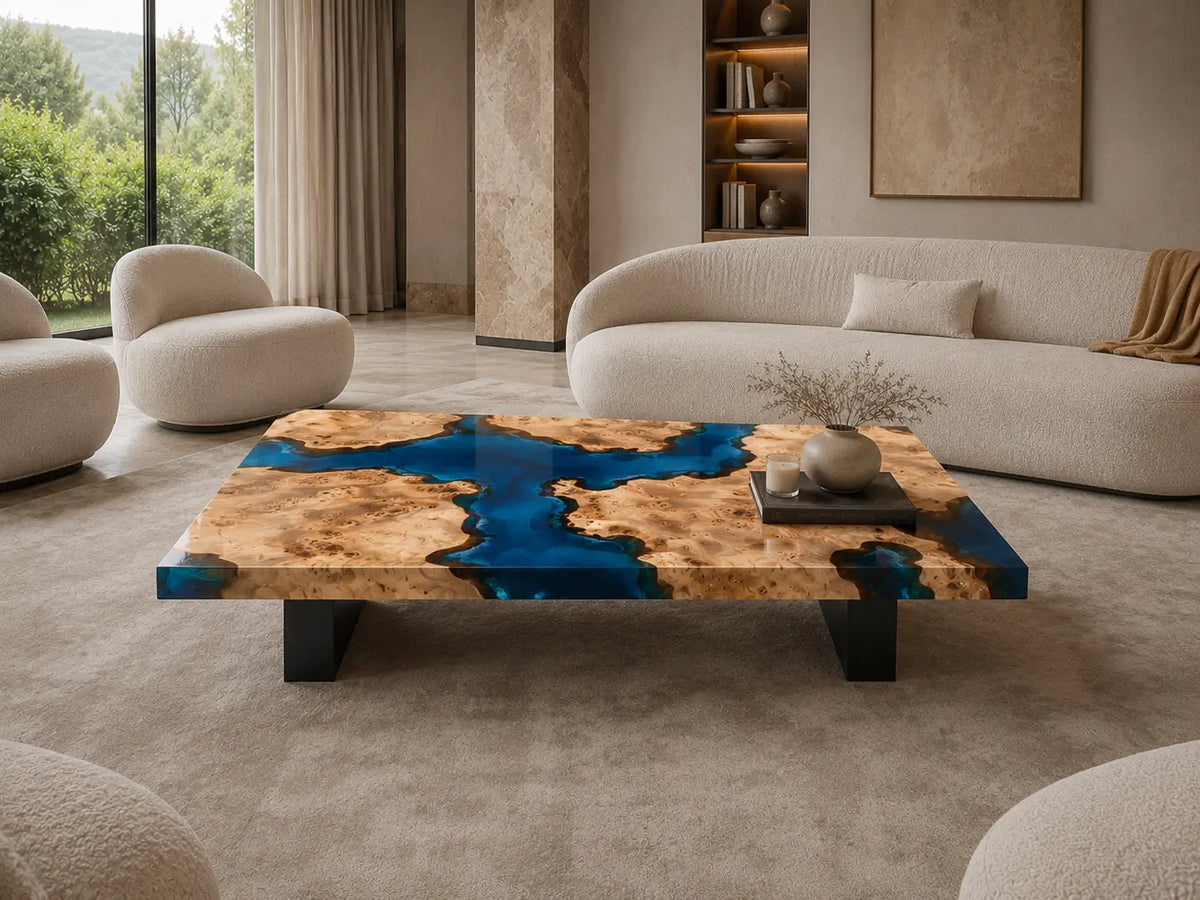 Sapphire Gorge Sapphire Blue Epoxy River Poplar Coffee Table CFT36