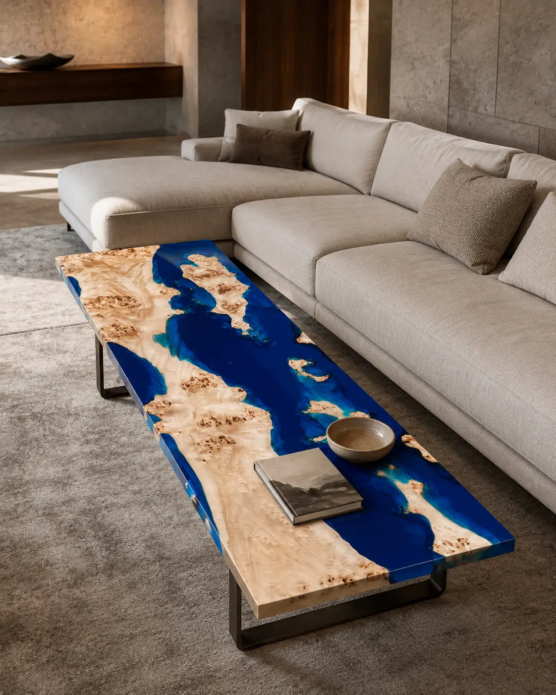 Cobalt Delta Cobalt Blue Epoxy River Poplar Coffee Table CFT39
