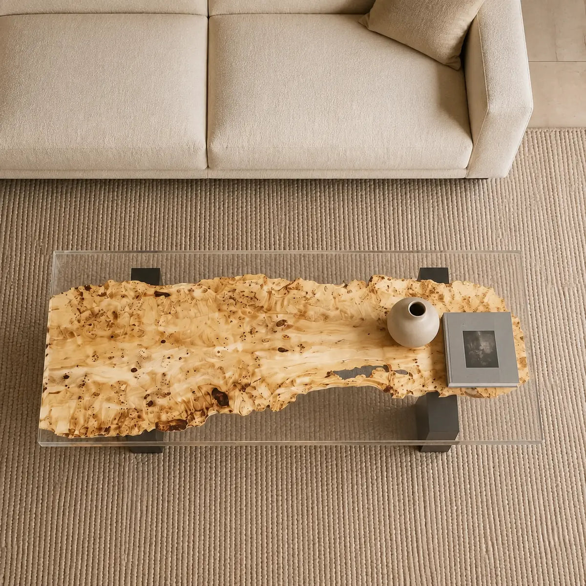 Lucent Burl crystal clear epoxy poplar coffee table CFT40