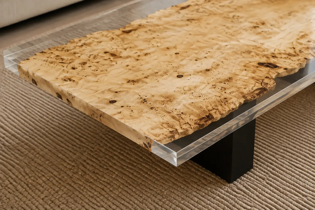 Lucent Burl Crystal Clear Epoxy Poplar Coffee Table CFT40