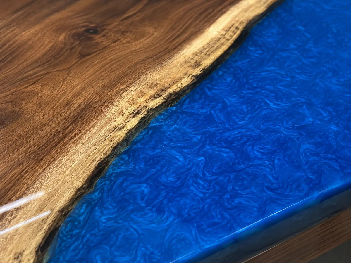 Cobalt Passage Cobalt Blue Epoxy River Walnut Dining Table DT35