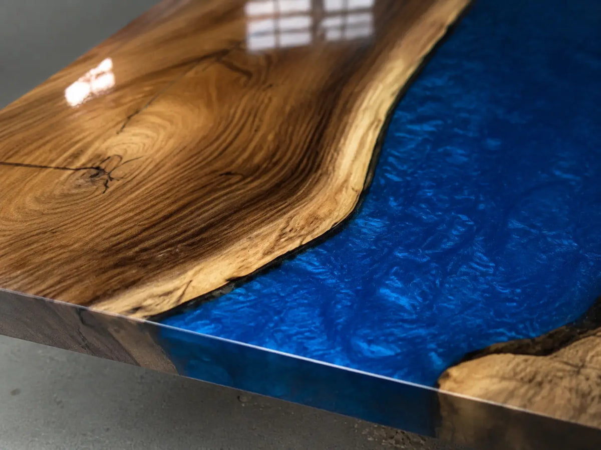 Cobalt Passage Cobalt Blue Epoxy River Walnut Dining Table DT35