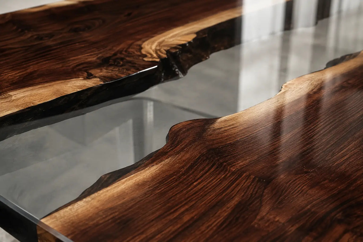 Crystal Strata Crystal Clear Epoxy Walnut Dining Table DT40
