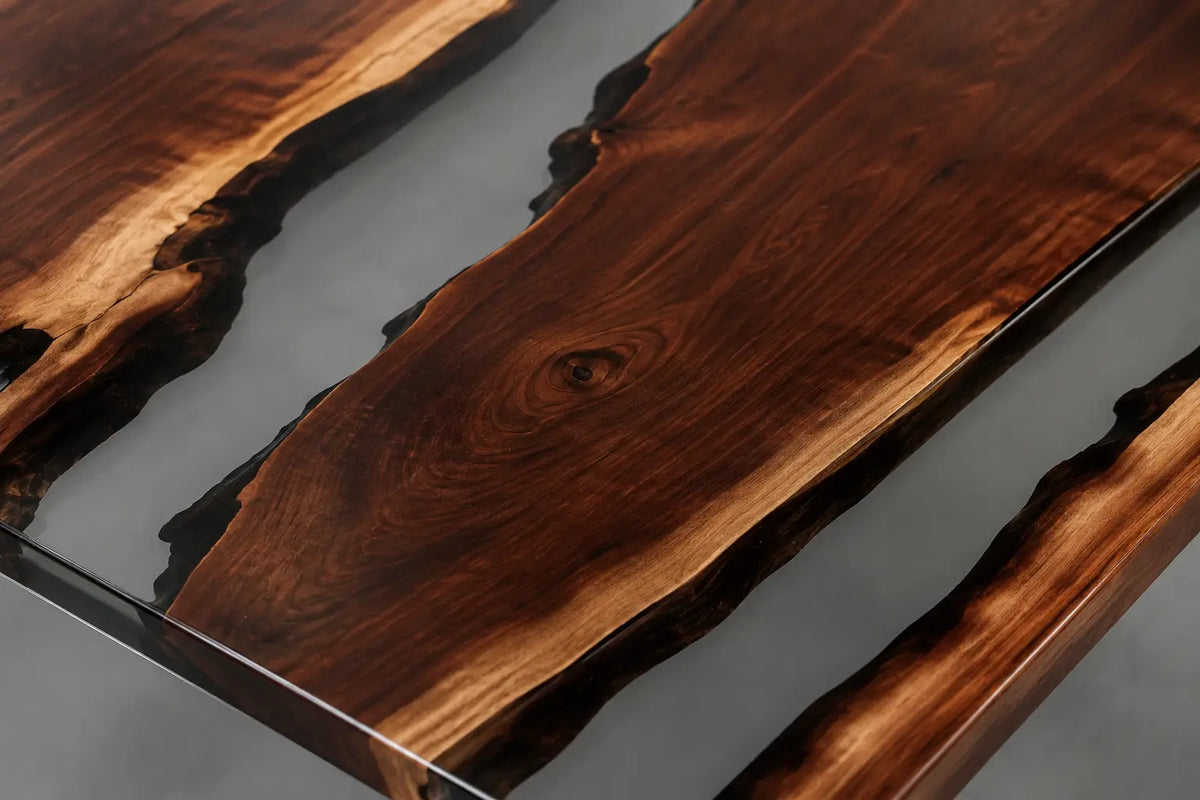 Crystal Strata Crystal Clear Epoxy Walnut Dining Table DT40