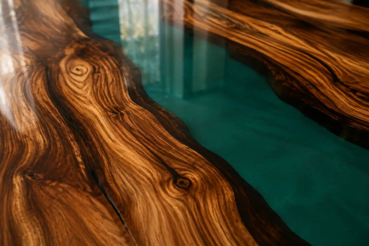 Emerald Channel Emerald Green Epoxy River Walnut Dining Table DT44