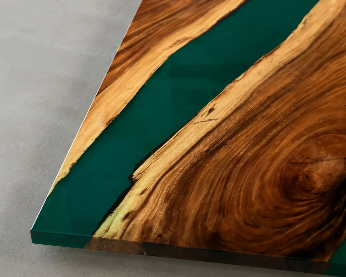 Emerald Corridor Emerald Green Epoxy River Walnut Dining Table DT45
