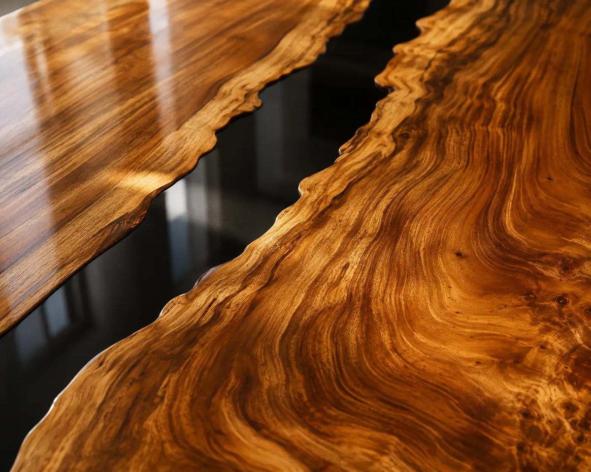 Onyx Rift Opaque Black Epoxy River Walnut Dining Table DT46