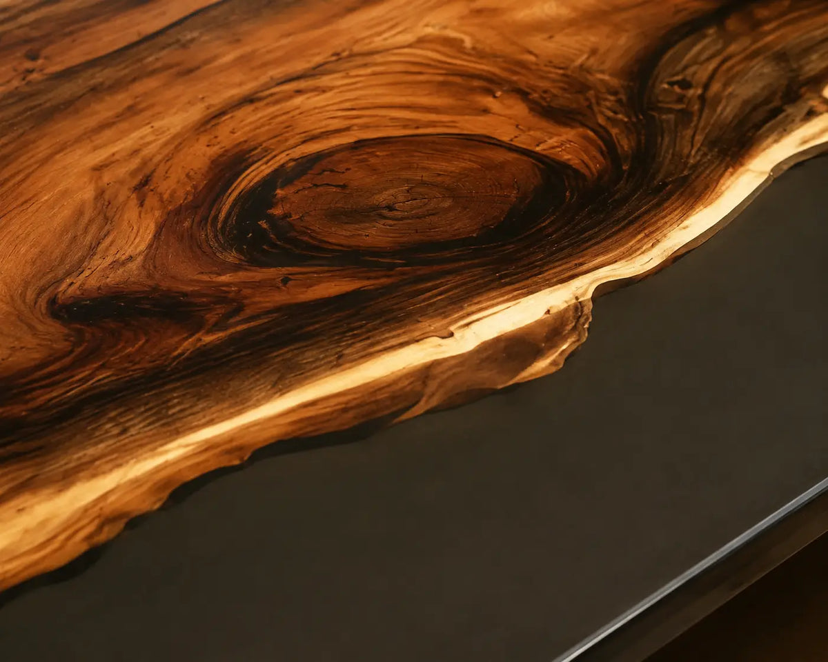 Lucent Border Crystal Clear Epoxy Walnut Dining Table DT47