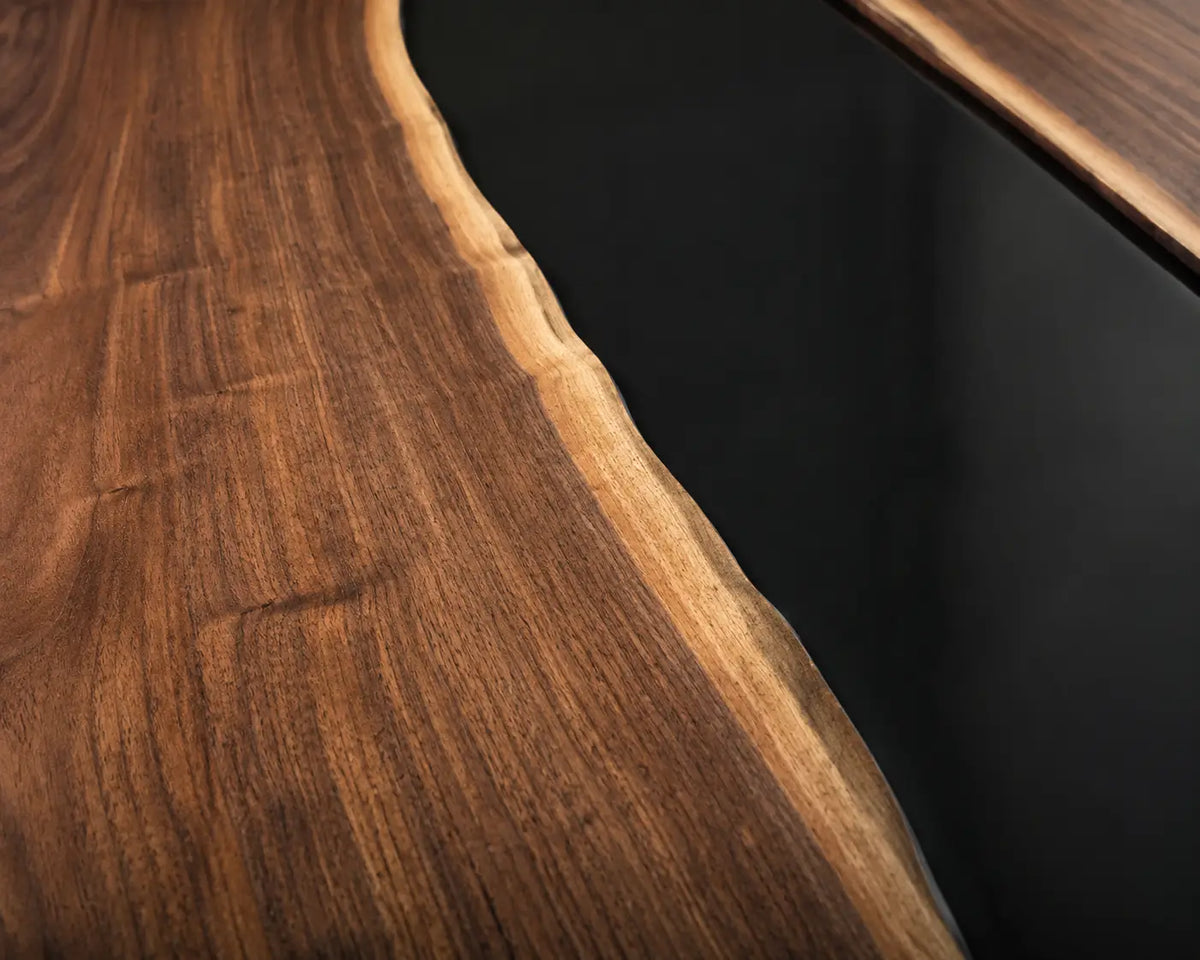 Onyx Ribbon Opaque Black Epoxy River Black Walnut Dining Table DT53