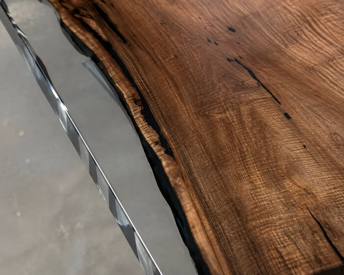 Lucent Edge Crystal Clear Epoxy Black Walnut Dining Table DT54