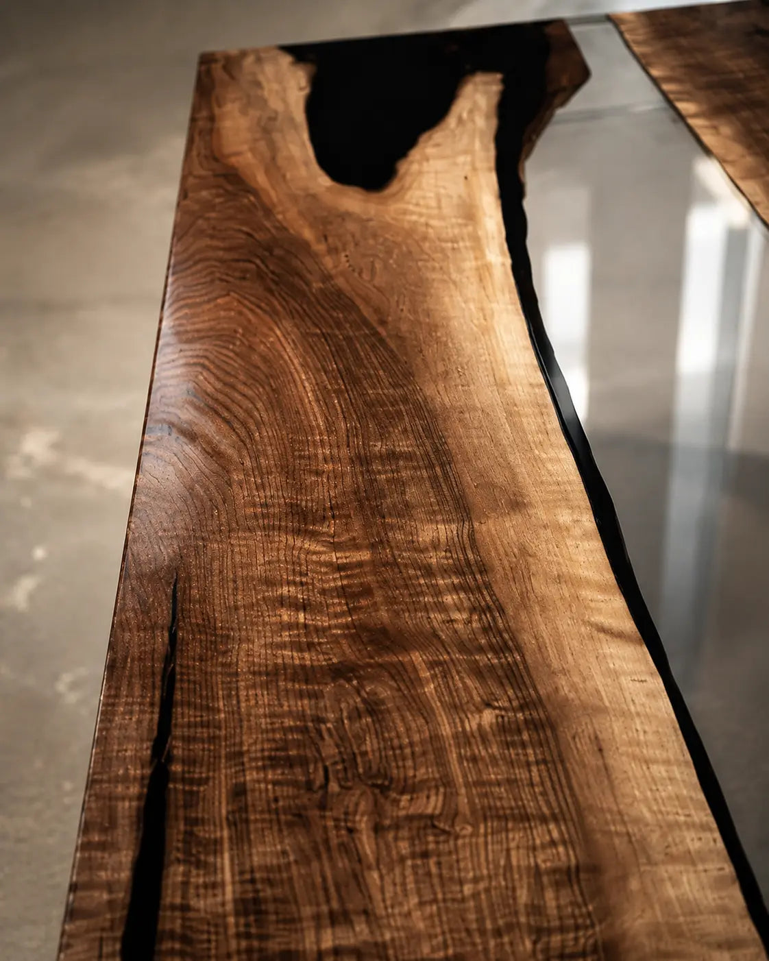 Smoke Passage Smoky Transparent Gray Epoxy River Black Walnut Dining Table DT55
