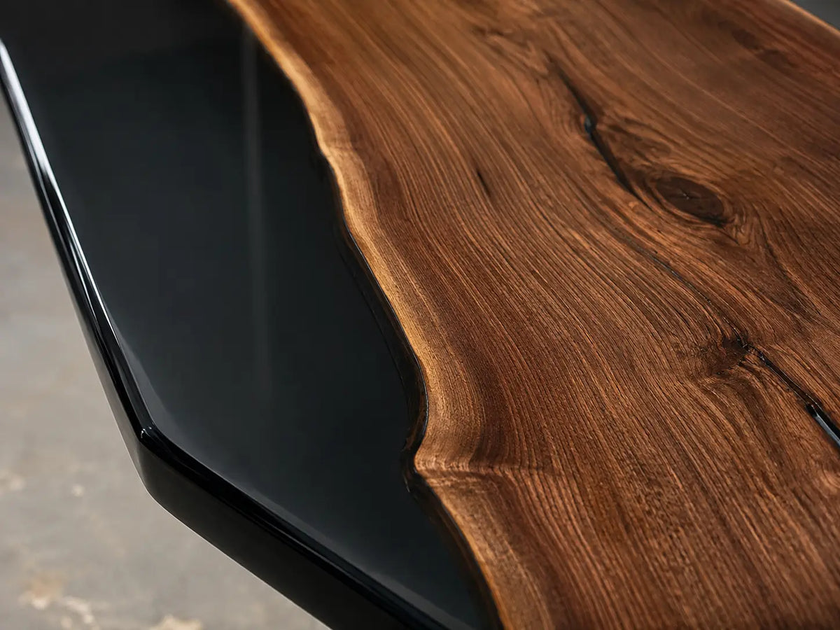 Onyx Vein Opaque Black Epoxy Black Walnut Dining Table DT56