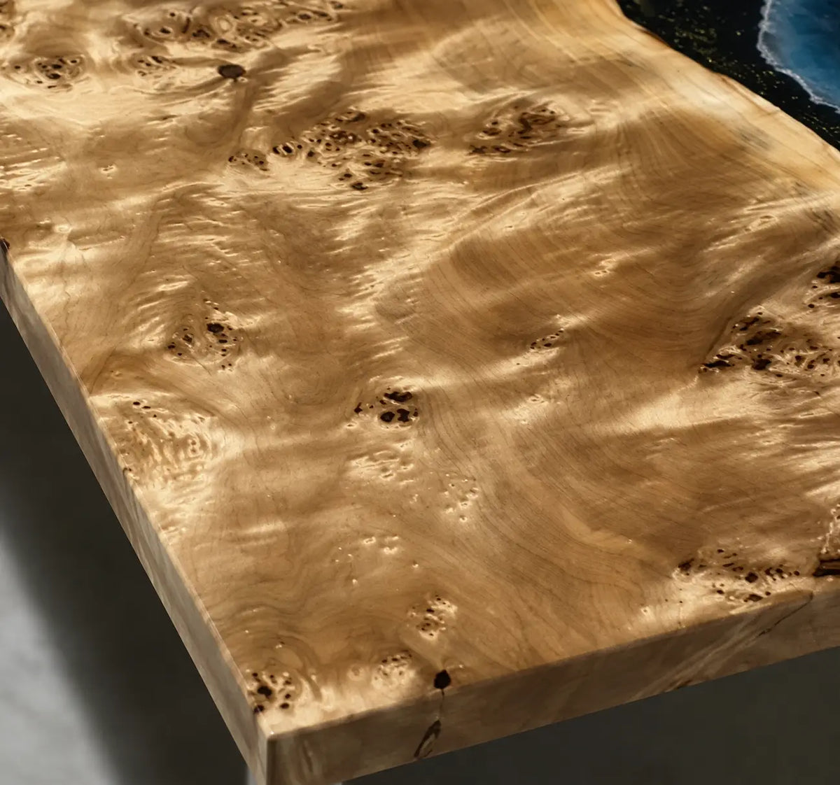 Midnight Shore Midnight Blue & White Surf Epoxy Poplar Dining Table DT62