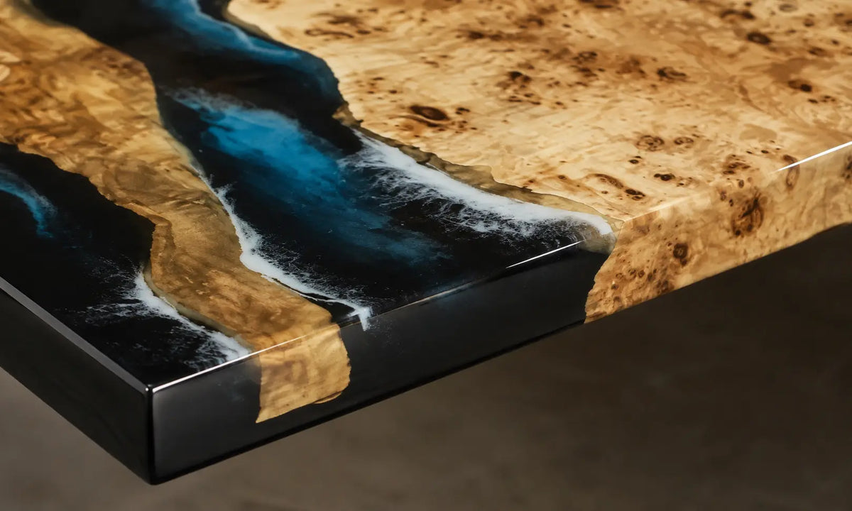 Midnight Canyon Midnight Blue & Turquoise Highlights Epoxy River Poplar Dining Table DT63