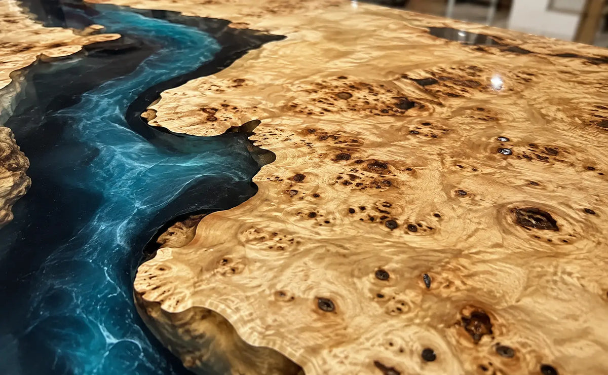 Midnight Canyon Midnight Blue & Turquoise Highlights Epoxy River Poplar Dining Table DT63