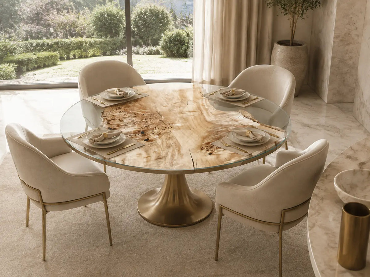 Lucent Halo crystal clear epoxy poplar dining table DT64