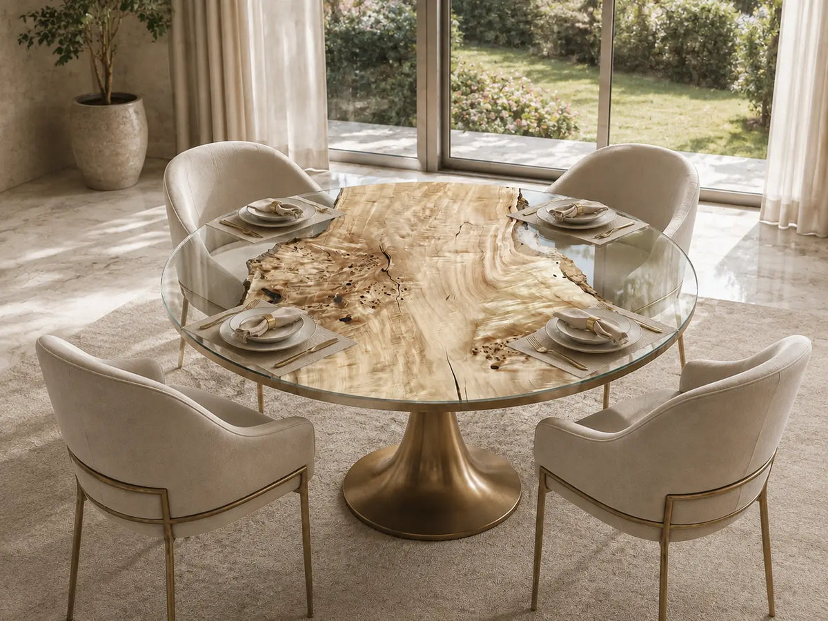 Lucent Halo Crystal Clear Epoxy Poplar Dining Table DT64