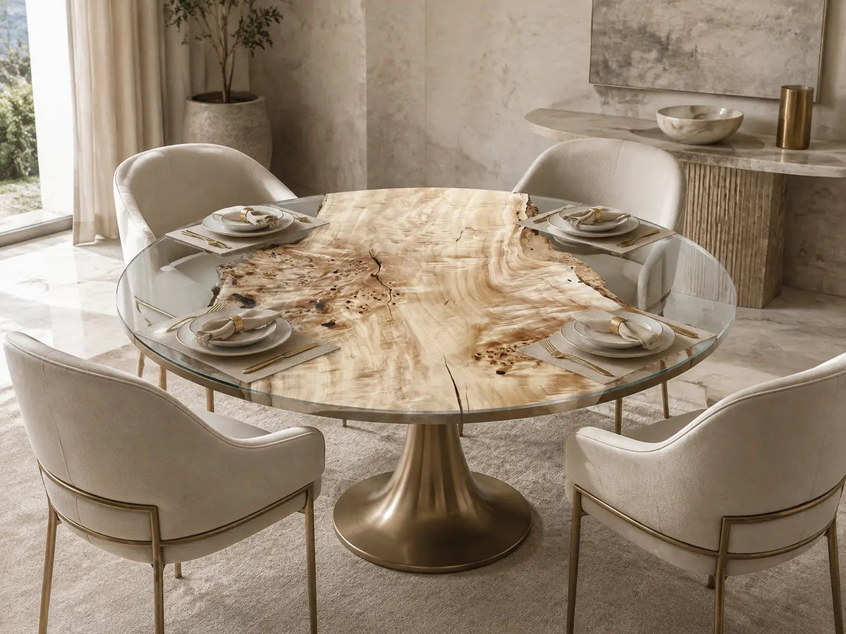 Lucent Halo Crystal Clear Epoxy Poplar Dining Table DT64