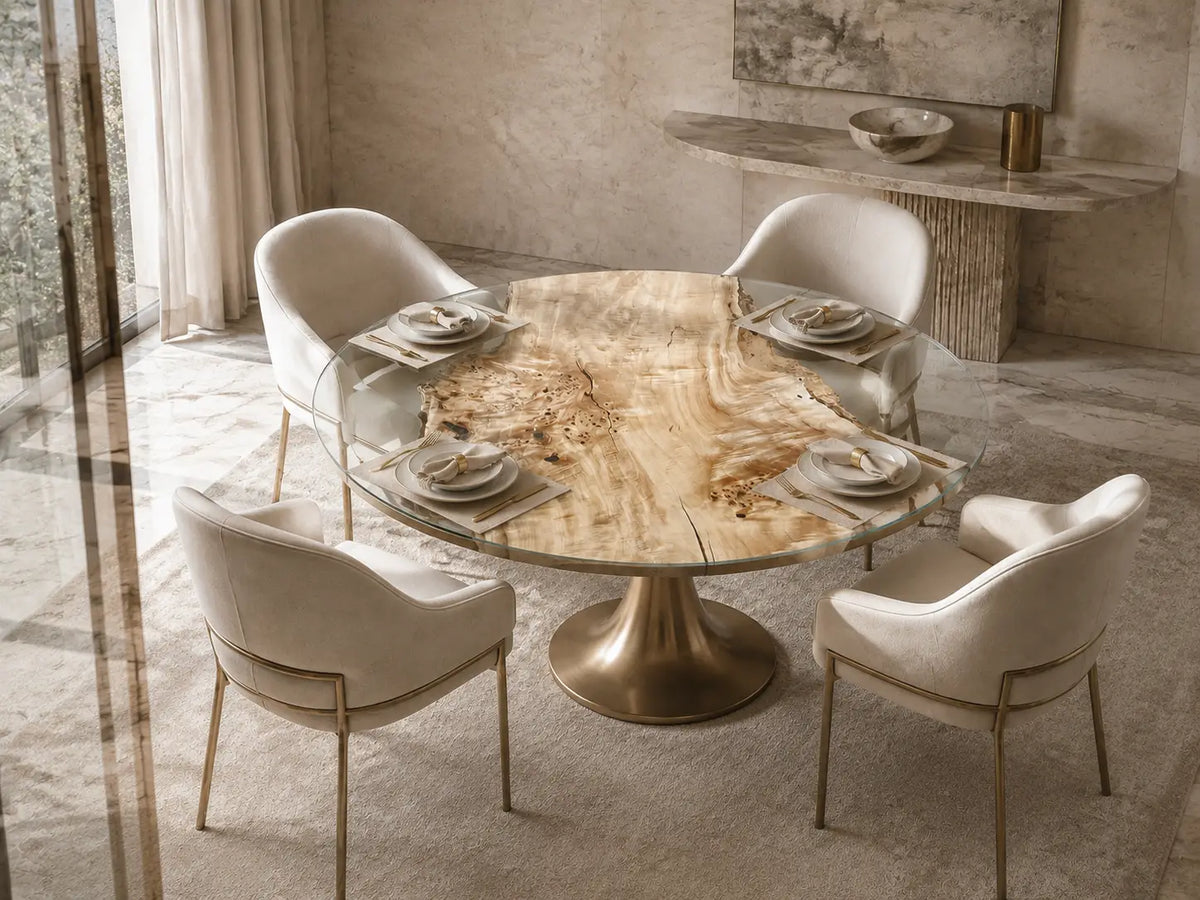 Lucent Halo Crystal Clear Epoxy Poplar Dining Table DT64