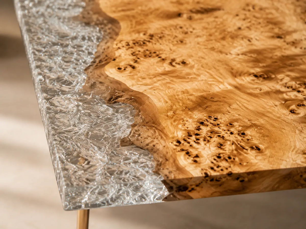 Crystal Frost Crystal Clear & White Crystal Aggregate Epoxy Poplar Dining Table DT66
