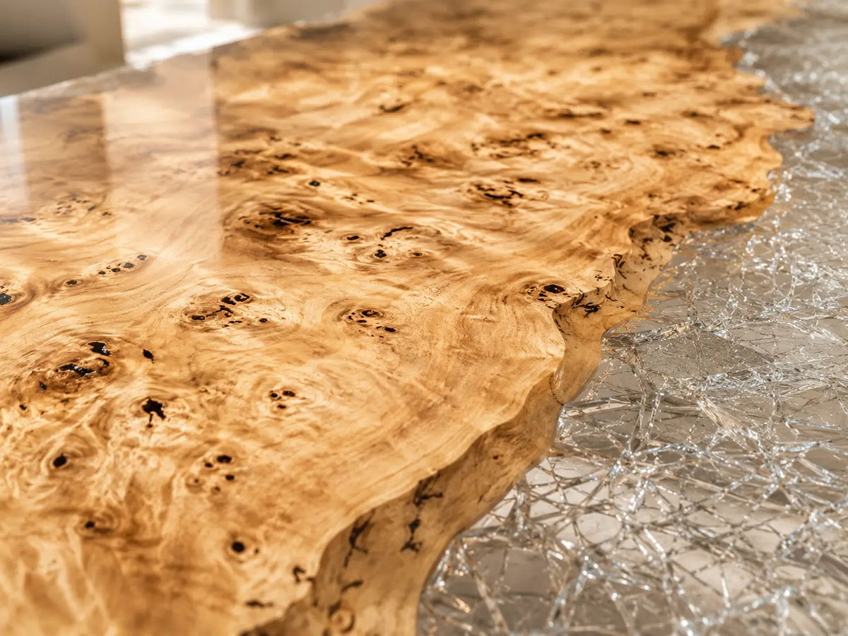 Crystal Frost Crystal Clear & White Crystal Aggregate Epoxy Poplar Dining Table DT66