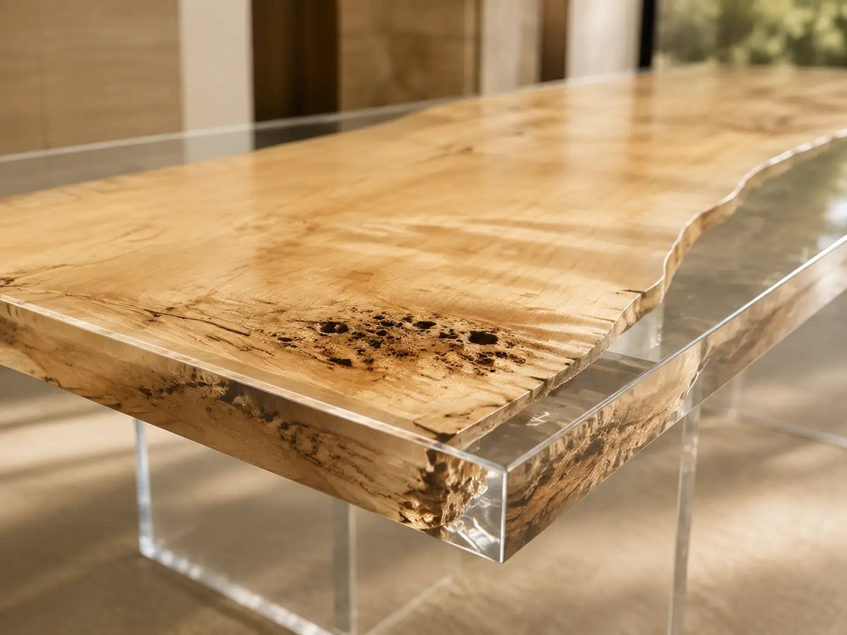 Lucent Plain Crystal Clear Epoxy Poplar Dining Table DT69