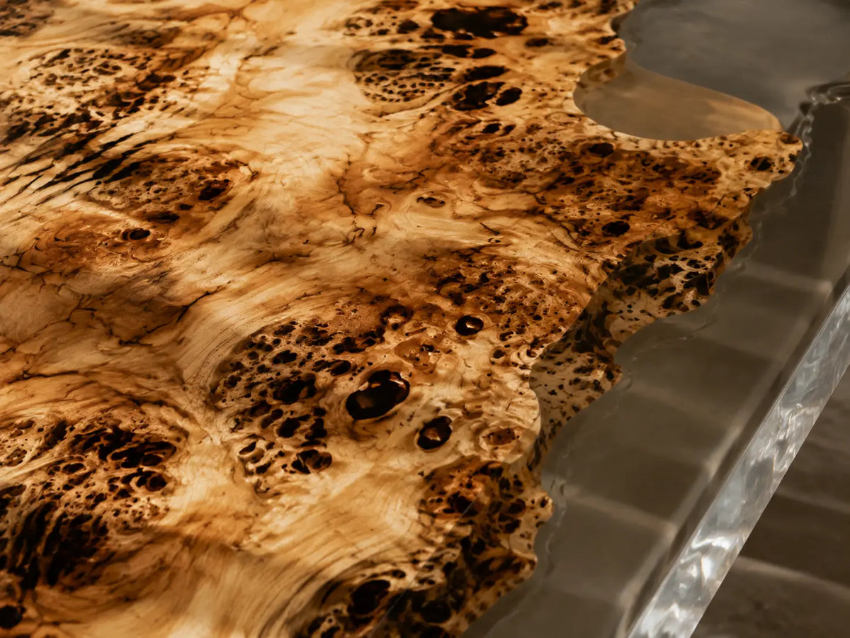 Lucent Burl Crystal Clear Epoxy Poplar Dining Table DT70