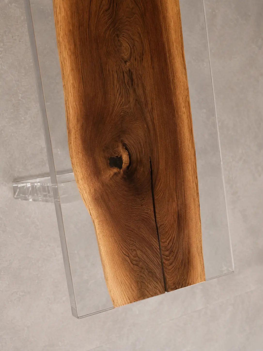 Crystal Frame Crystal Clear Epoxy Walnut Office Desk OD04