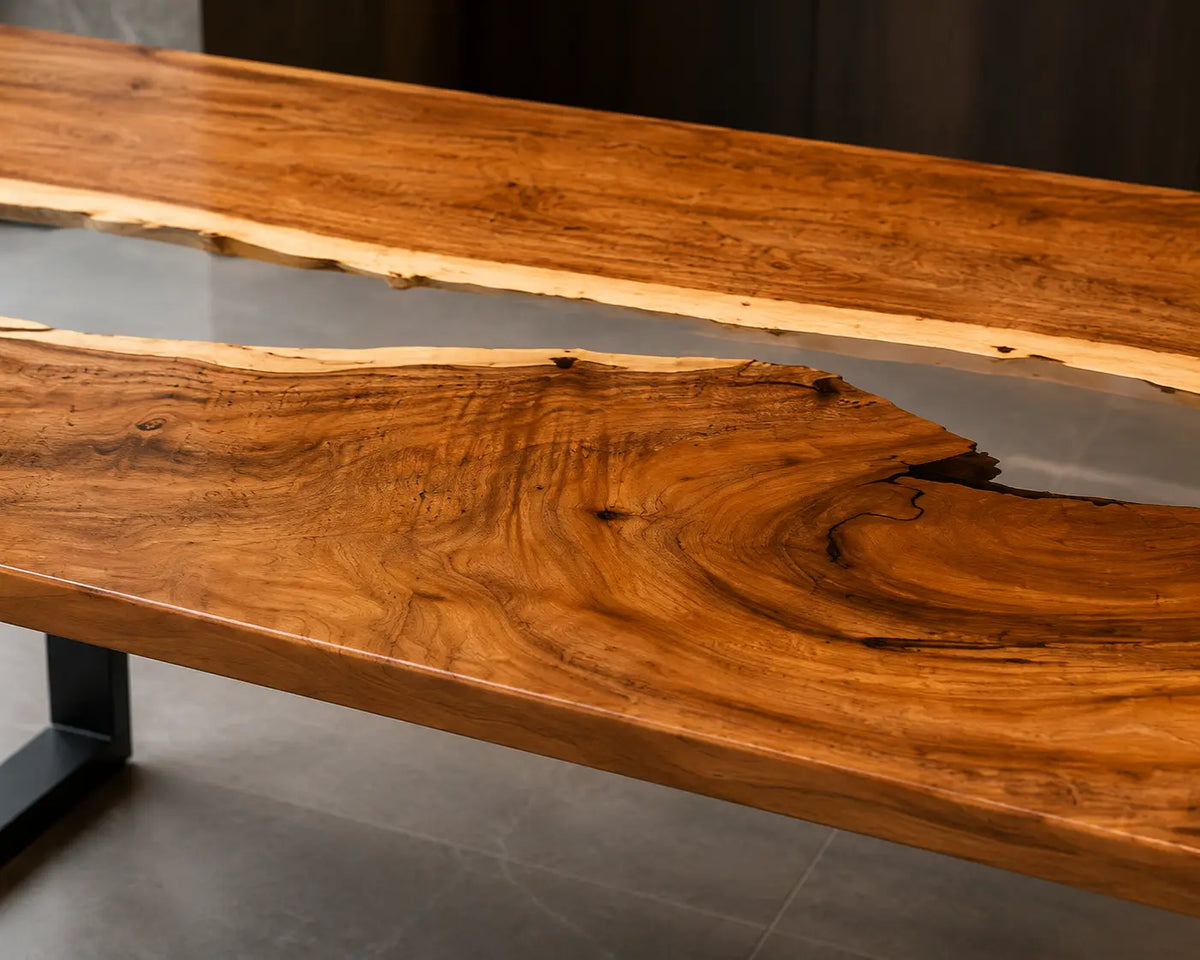 Shadow Current Smoky Black Transparent Epoxy River Walnut Office Desk OD08