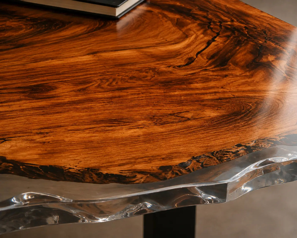 Smoke Estuary Smoky Transparent Gray Epoxy River Walnut Office Desk OD12