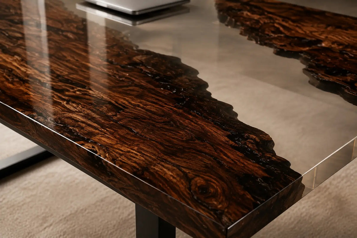 Crystal Ravine Crystal Clear Epoxy River Black Walnut Office Desk OD22