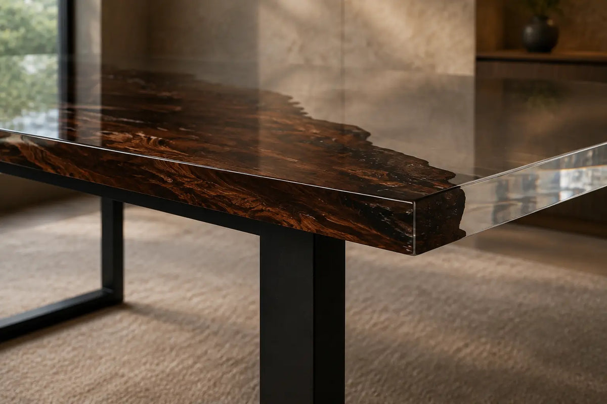 Crystal Ravine Crystal Clear Epoxy River Black Walnut Office Desk OD22